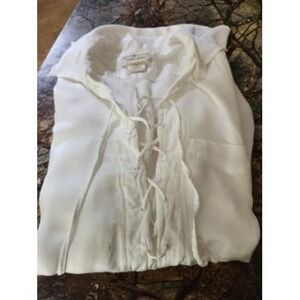 Denim & Supply Ralph Lauren White Viscose Lace Up Long Sleeve Shirt (38 bust)